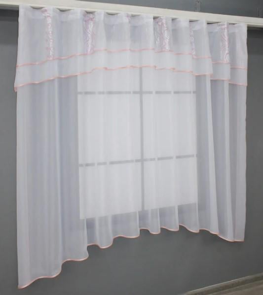 Занавеска на кухню с аркой 280х170 см Белый/Розовый (036к) - фото 4 Занавеска на кухню с аркой 280х170 см Белый/Розовый (036к) - фото 4