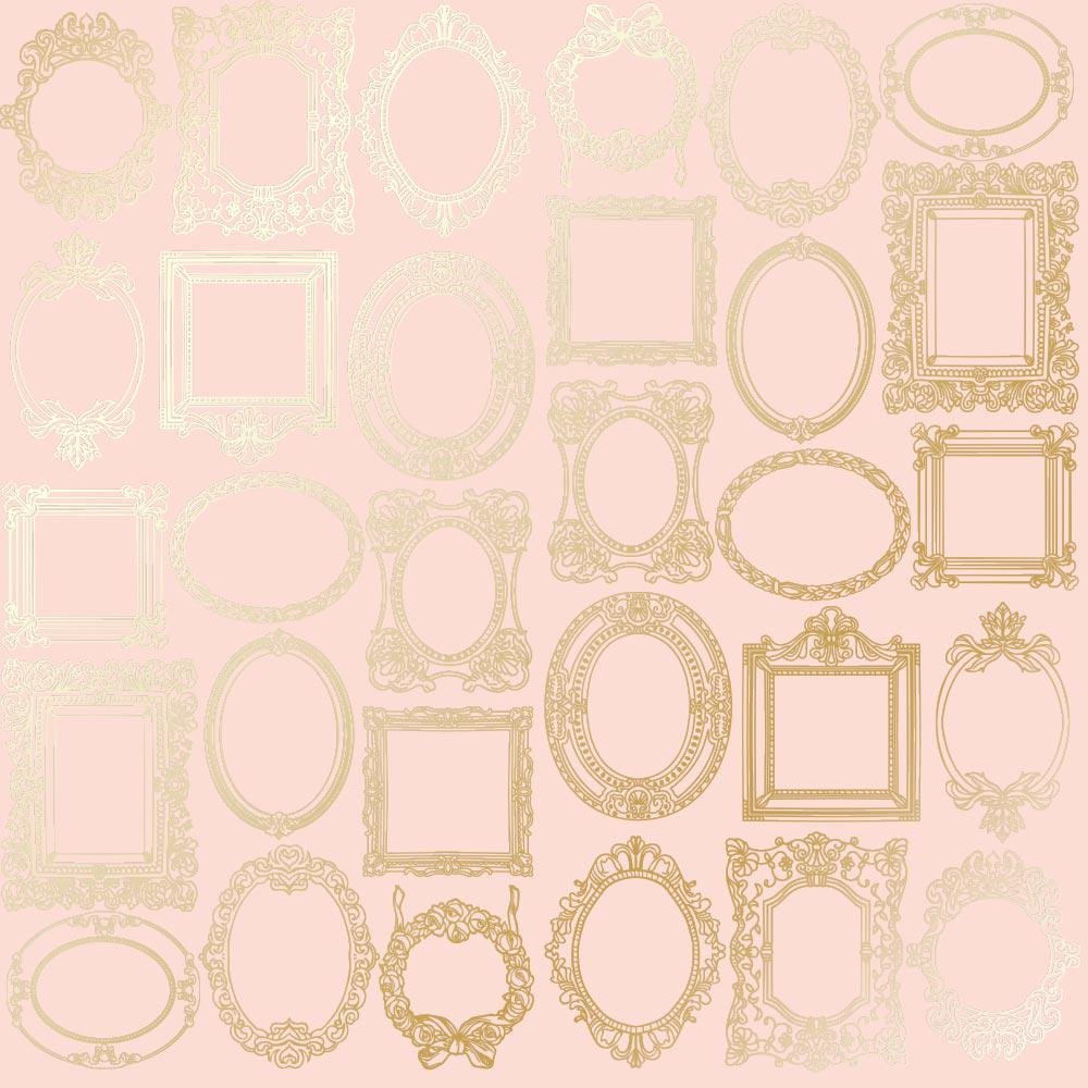 Лист бумаги односторонний Golden Frames с фольгированием 30,5х30,5 см Peach
