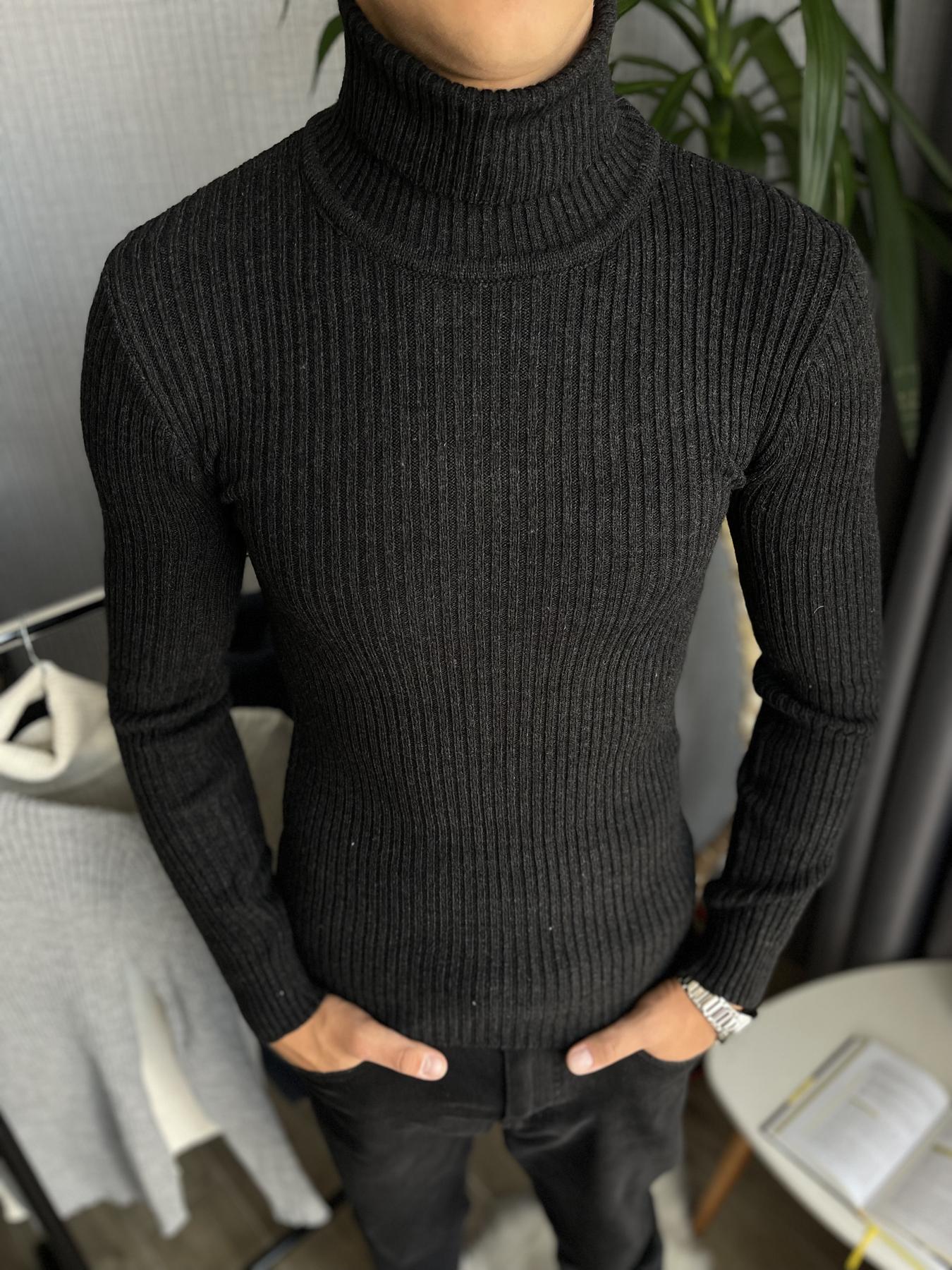 Гольф мужской в рубчик зимний с высоким горлом M Черный (25537/1/1) - фото 2 Гольф мужской в рубчик зимний с высоким горлом M Черный (25537/1/1) - фото 2