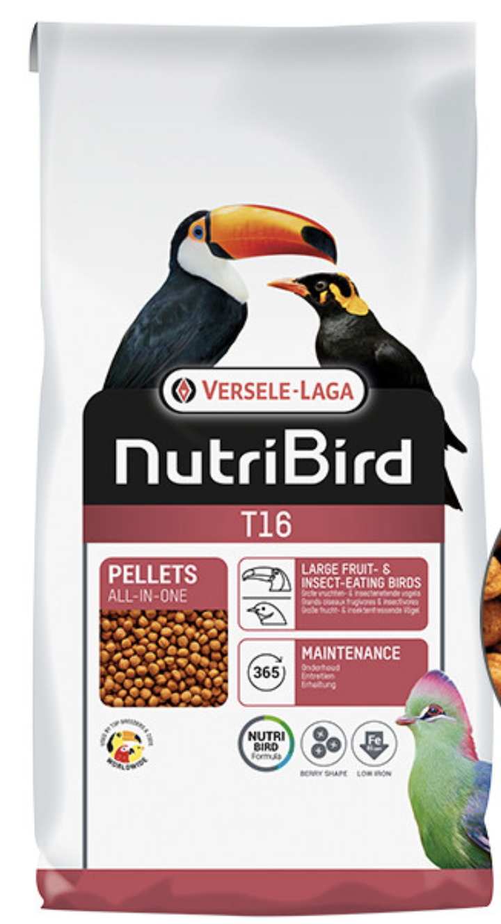 Корм полнорационный для плодоядных и насекомоядных птиц Versele-Laga NutriBird Т16 10 кг (221358)