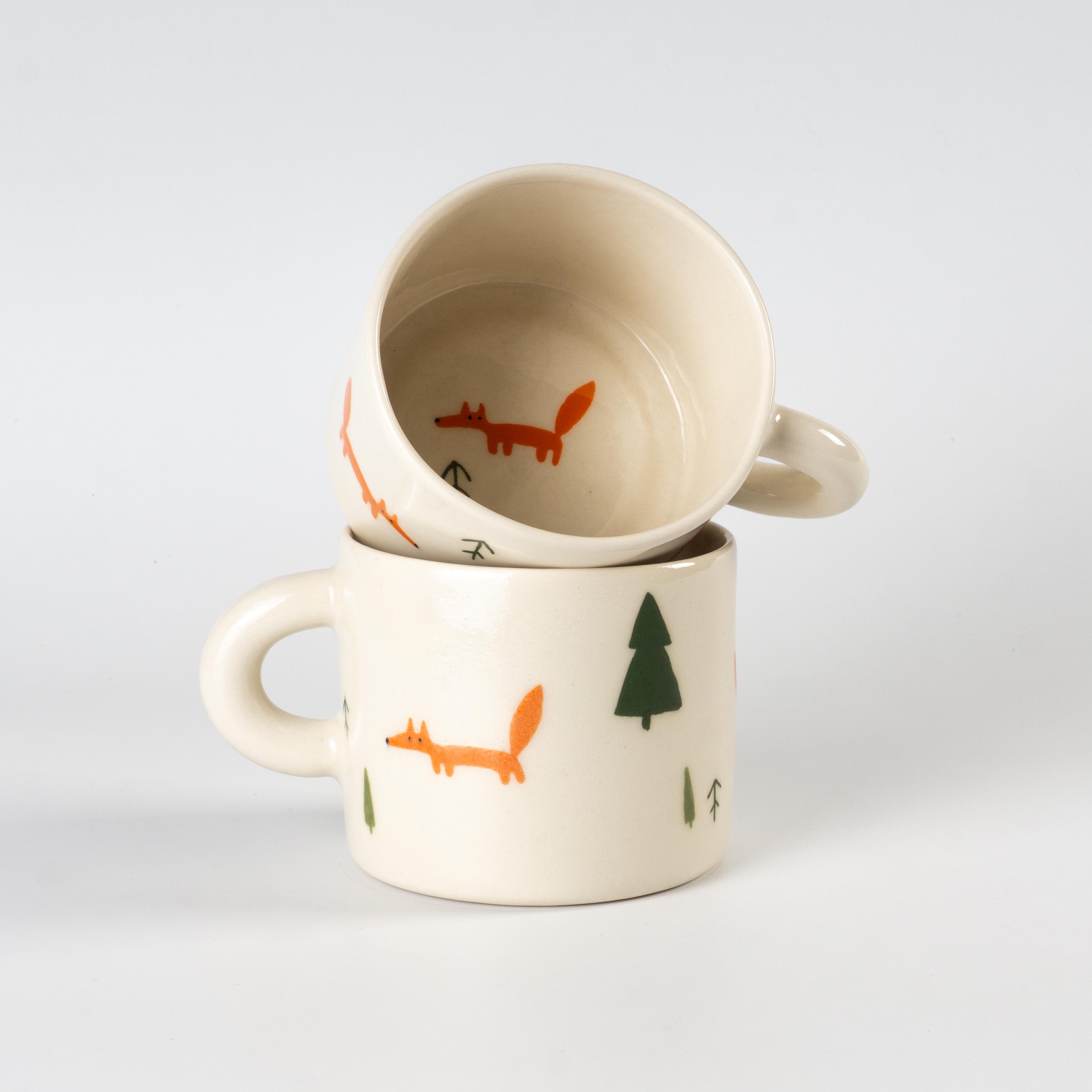 Чашка керамічна з лисичками ручна робота напівпорцеляна 350 мл (PRS-CUP-IMG-350-I-FOX) - фото 4 Чашка керамічна з лисичками ручна робота напівпорцеляна 350 мл (PRS-CUP-IMG-350-I-FOX) - фото 4