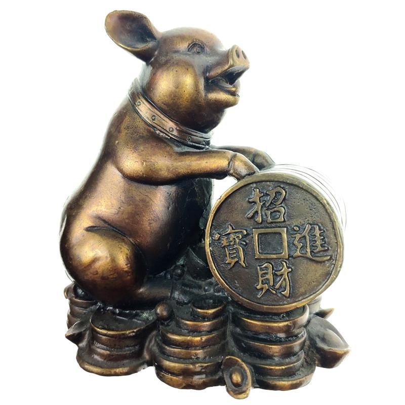 Статуетка Свиня із бронзи 10х9,5 см (C3357)