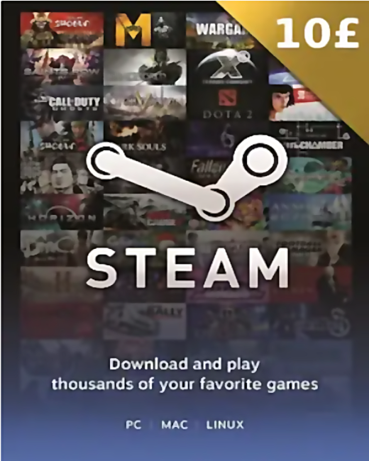 Подарочная карта Steam на 10 фунтов стергингов только для GBP Подарочная карта Steam на 10 фунтов стергингов только для GBP