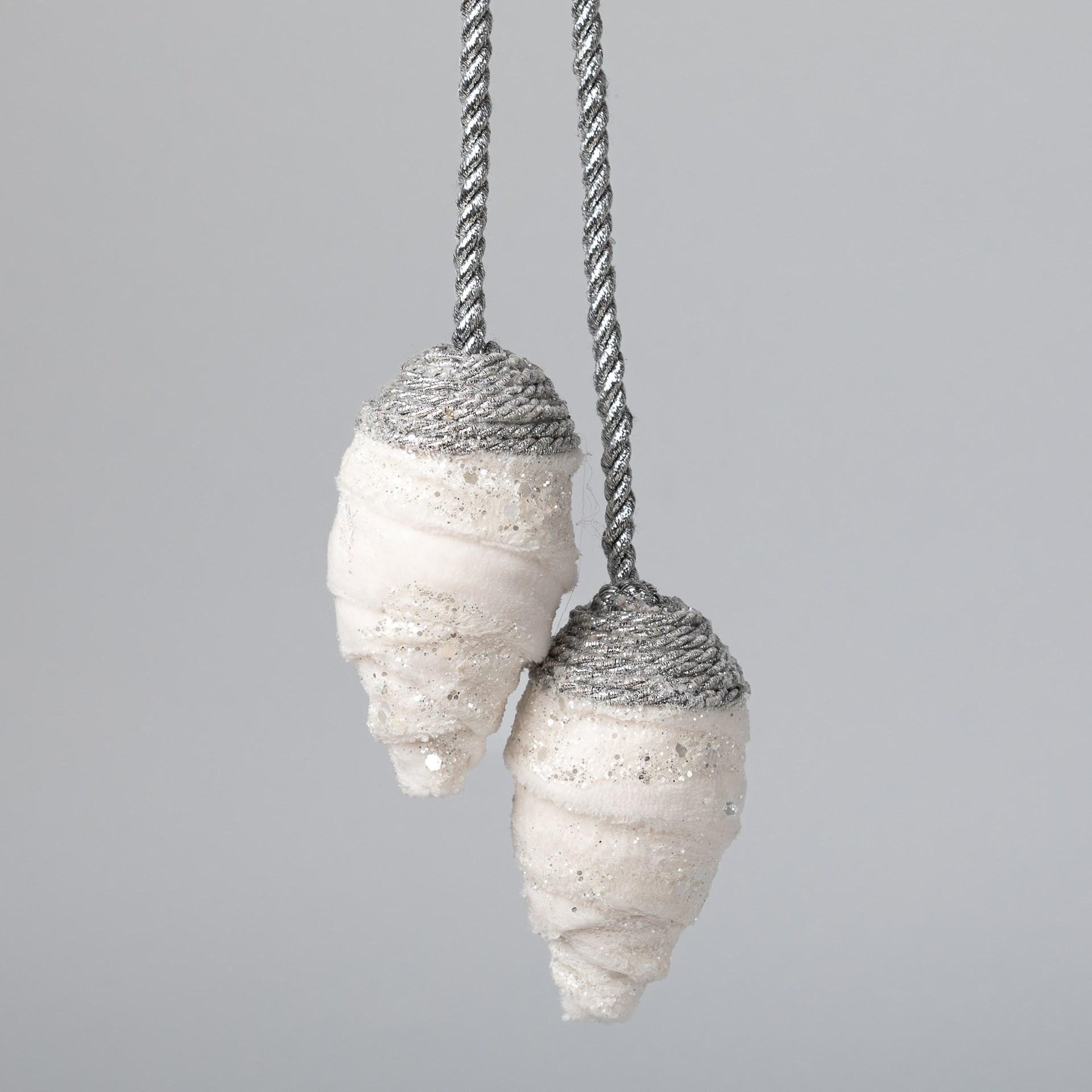 Іграшка на ялинку Флоріаль "Лунарія" шишки 8 см Білий/Срібний (2604)