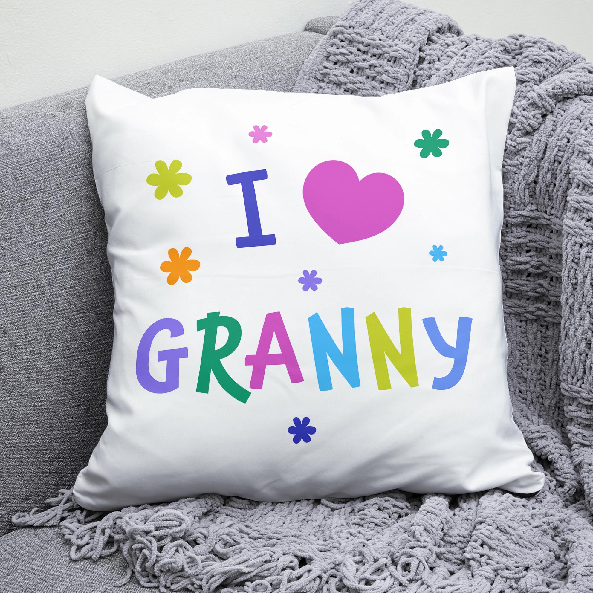 Плюшевая подушка квадрат с принтом "I love you Granny"