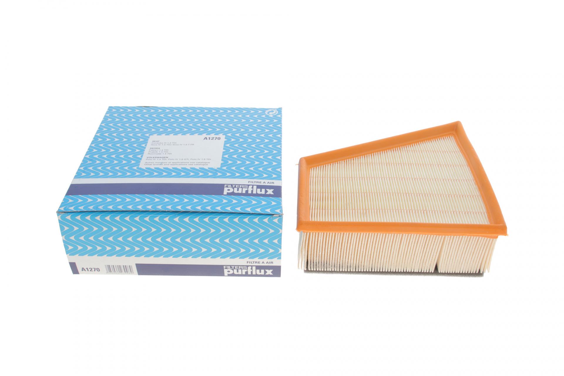 Фильтр воздушный PURFLUX для Skoda Fabia/Roomster/VW Polo 1,4/1,9TDI 03- с поролоном (A1270)