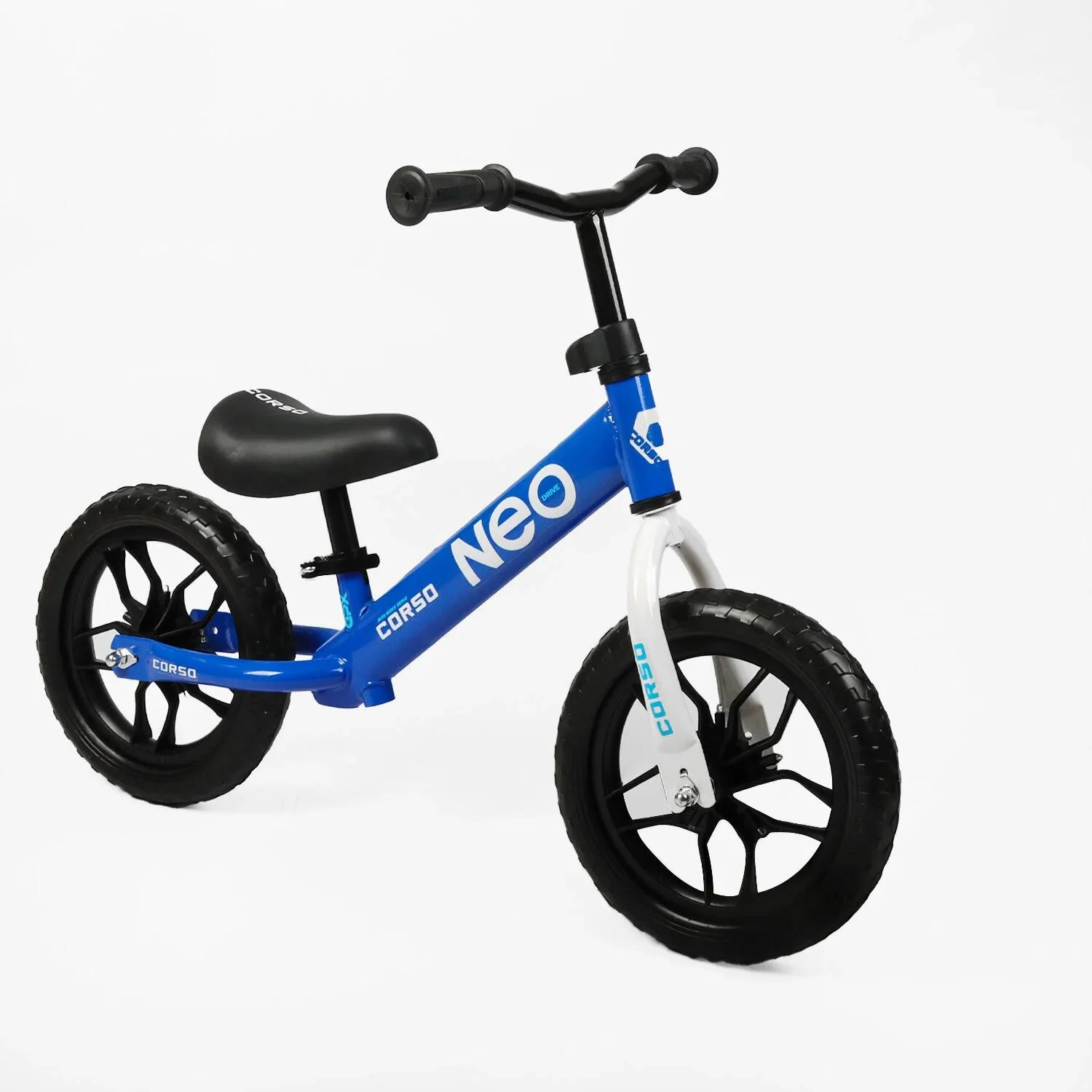 Беговел Corso Neo стальная рама колеса 12" подставка для ног Синий (EN-30811)