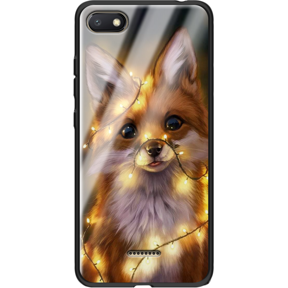 Чехол Boxface Xiaomi Redmi 6A Рождественская лиса Черный силикон со стеклом (34811-up2399-37745)