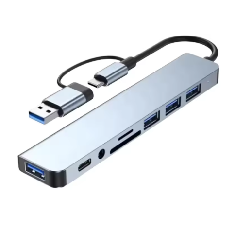 Хаб мультифункциональный USB универсальный адаптер концентратор с входом Type-C кардридер HDMI и HDTV/PD/USB-C/SD/TF/RJ45 8в1 (28337955)