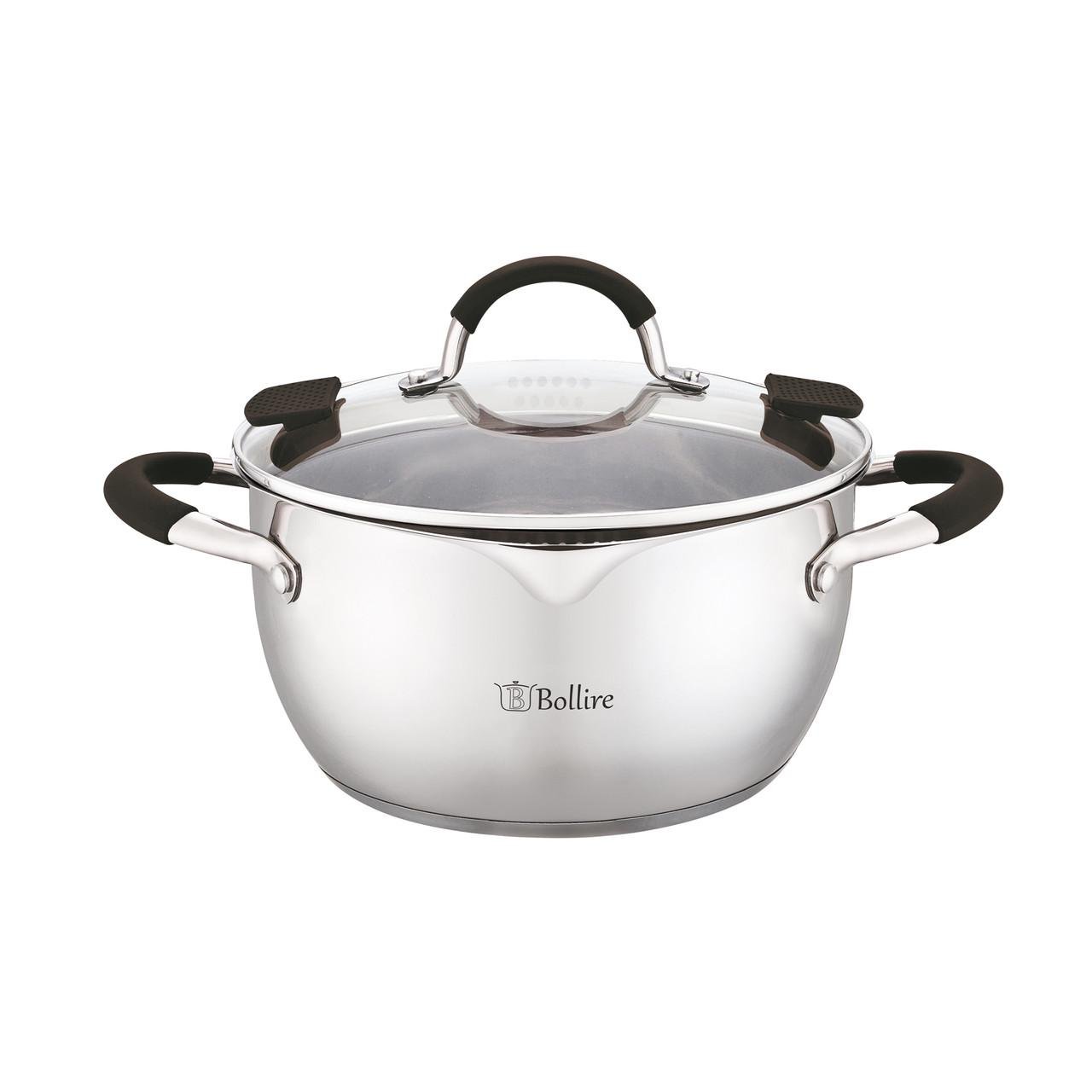 Кастрюля нержавеющая Bollire с крышкой 20 см 2,5 л (BR-2403)