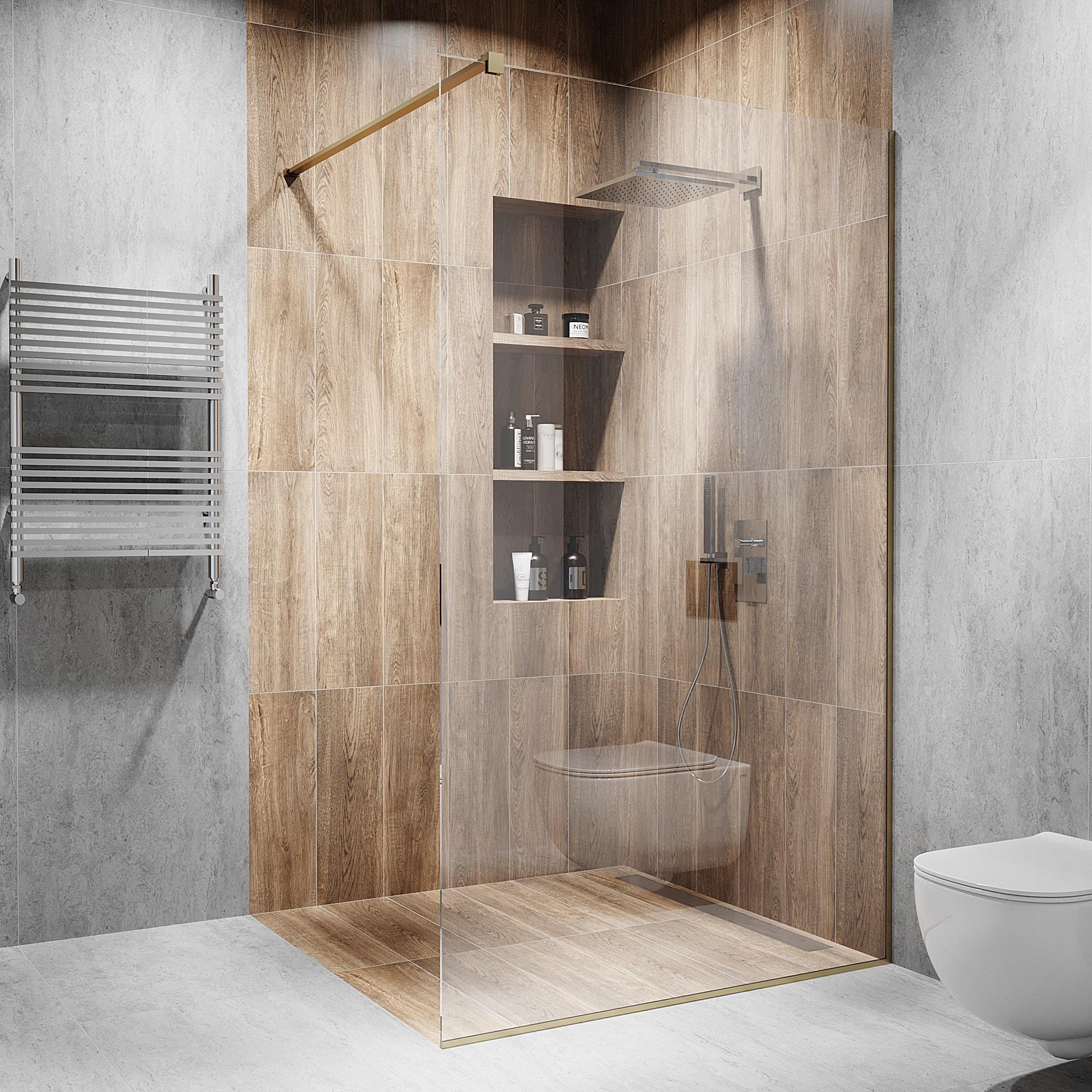 Перегородка скляна душова 2000х1200 мм скло діамант з фурнітурою бронзовою