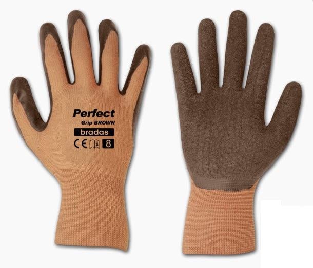 Перчатки защитные Bradas Perfect Grip латекс р. 8 Brown (28795) - фото 1