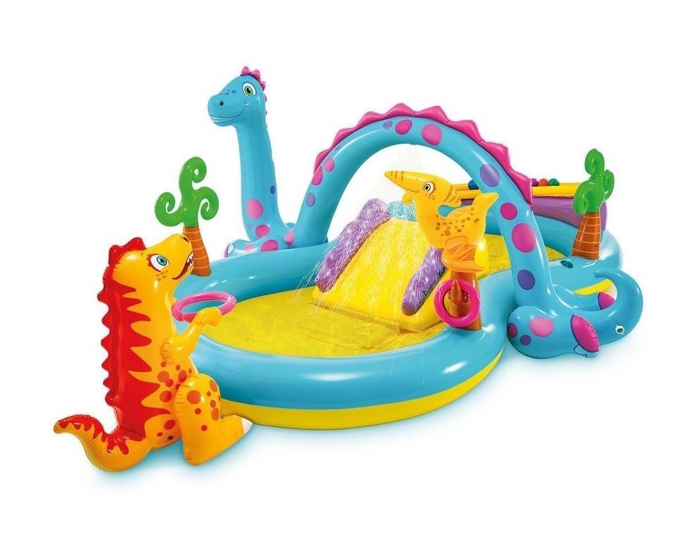 Басейн дитячий надувний Intex Dinoland з гіркою та фонтанчиком (57135) - фото 1 Басейн дитячий надувний Intex Dinoland з гіркою та фонтанчиком (57135) - фото 1