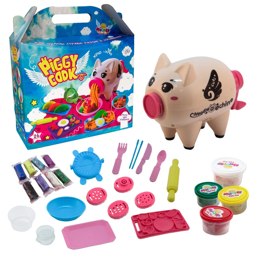 Набор для творчества Strateg Тесто для лепки Мистер тесто Piggy Cook 35,5х32,5х13 см (71511S)
