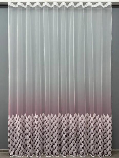 Тюль грек сетка омбре/вышивка Листочки Розовый/Белый (1482т) Тюль грек сетка омбре/вышивка Листочки Розовый/Белый (1482т)