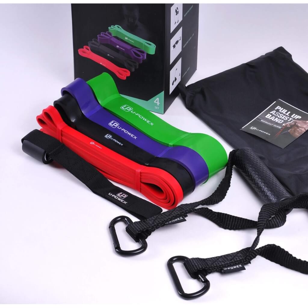 Резинки для спорта и подтягиваний/петли с ручками и карабином для спорта U-Powex 7-57 кг 4 шт. (11180156) - фото 4