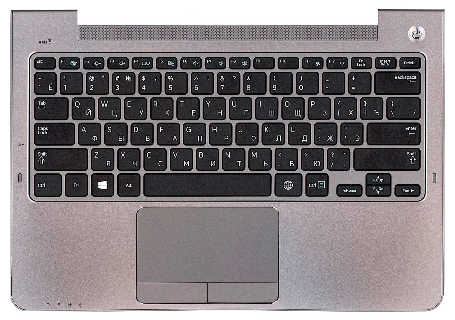 Клавиатура для ноутбука Samsung NP535U3C TopCase Black Silver