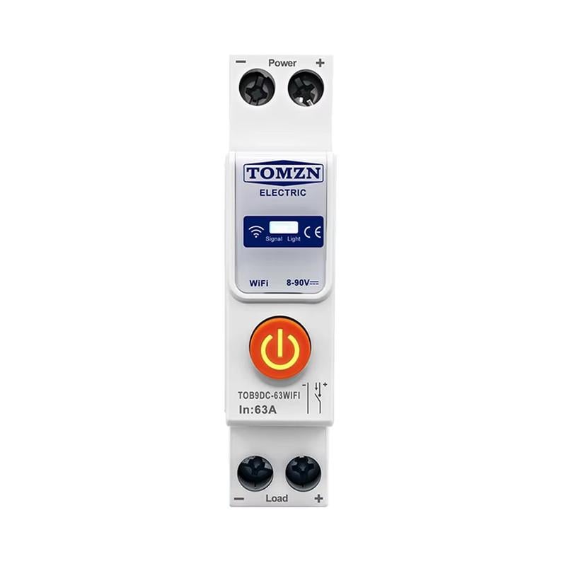Выключатель умный WiFi TOMZN с таймером 1P+N 63A DC 8-90V Smart Life/Tuya (TOB9DC-63WIFI)