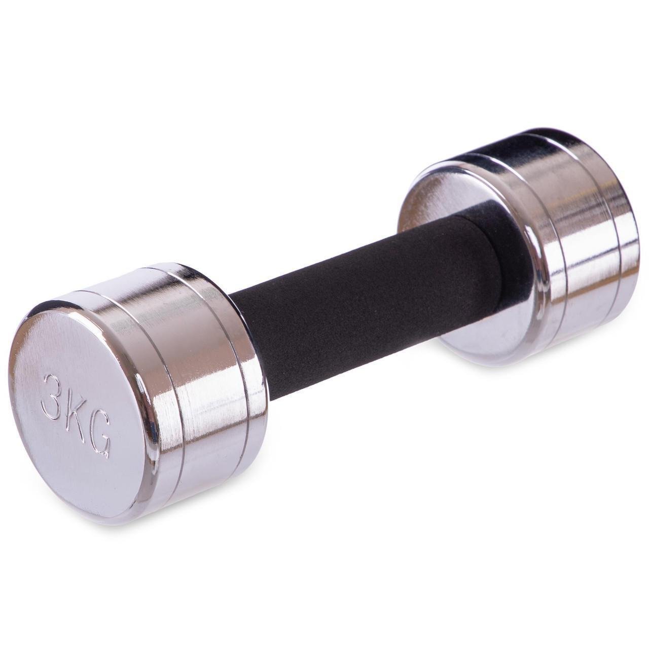 Гантель цільна Record DB5202-3 сталева хромована 3 кг (2532859830) - фото 1