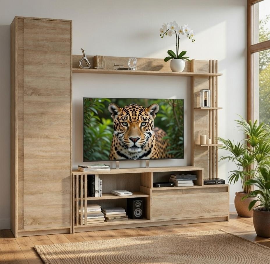 Стінка Мастер Форм для ТВ з шафою Брайт 2220 мм Дуб сонома (20655)