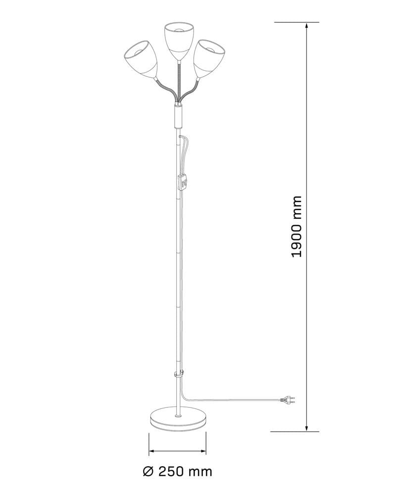 Торшер Polux 330673 Tulip E27 3x20W IP20 Черный (27180032) - фото 5 Торшер Polux 330673 Tulip E27 3x20W IP20 Черный (27180032) - фото 5