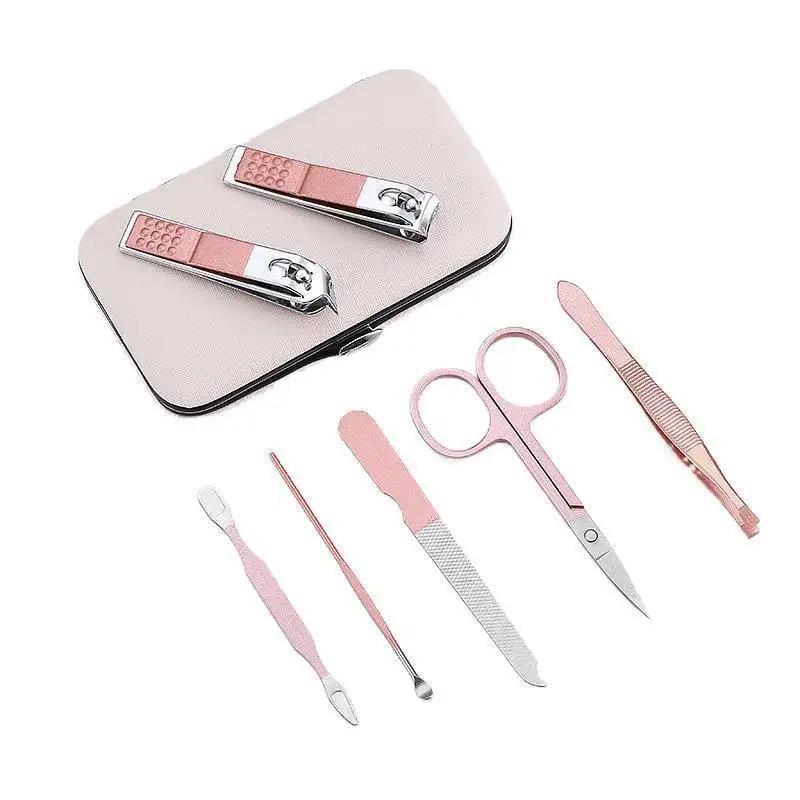 Набір інструментів для манікюру та педикюру 7 шт. Бежевий