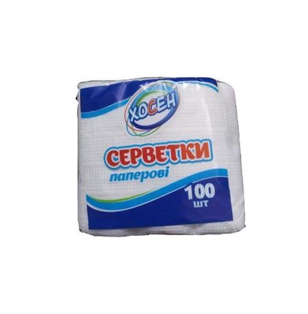 Серветки Хосен одношарові 21x23 см 100 шт. Білий (17448)