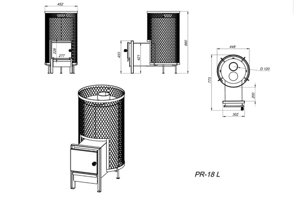 Піч дров'яна PAL PR-18 L steel door - фото 2