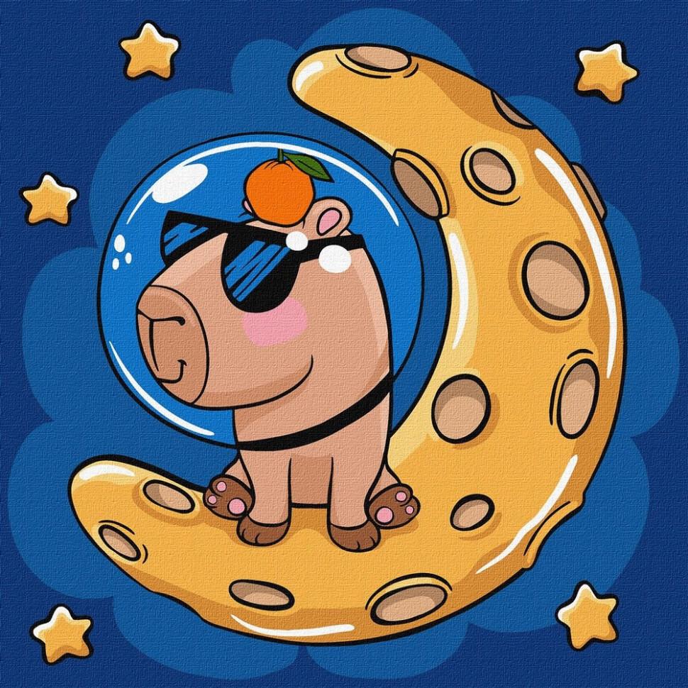 Картина по номерам Ideyka Капибара на луне 30x30 см (KHO1281)