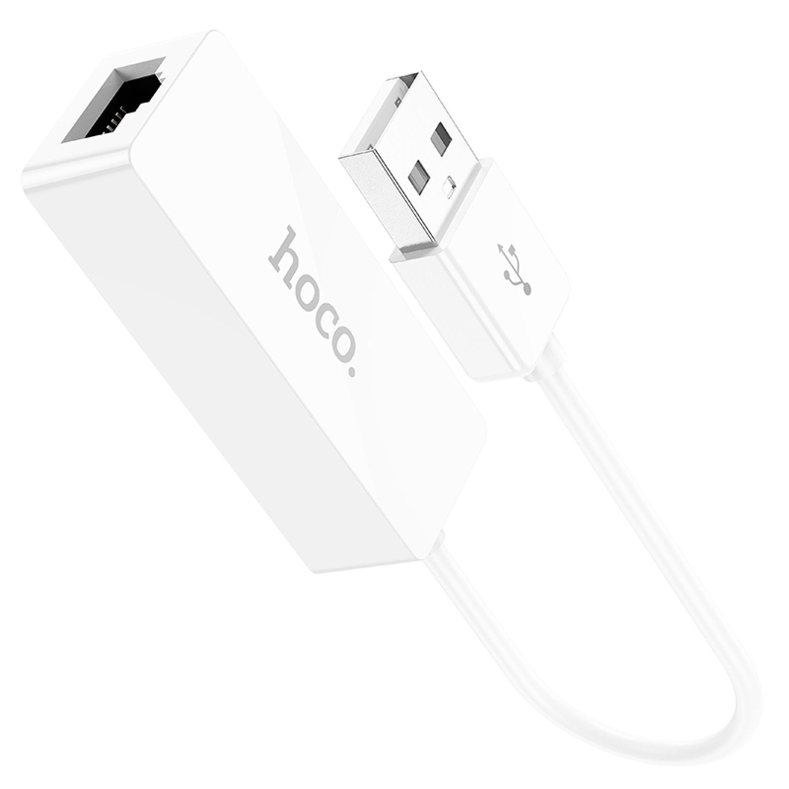 Адаптер-переходник для модема/роутера Hoco UA22 USB to RJ45 100 Mbps Белый - фото 2