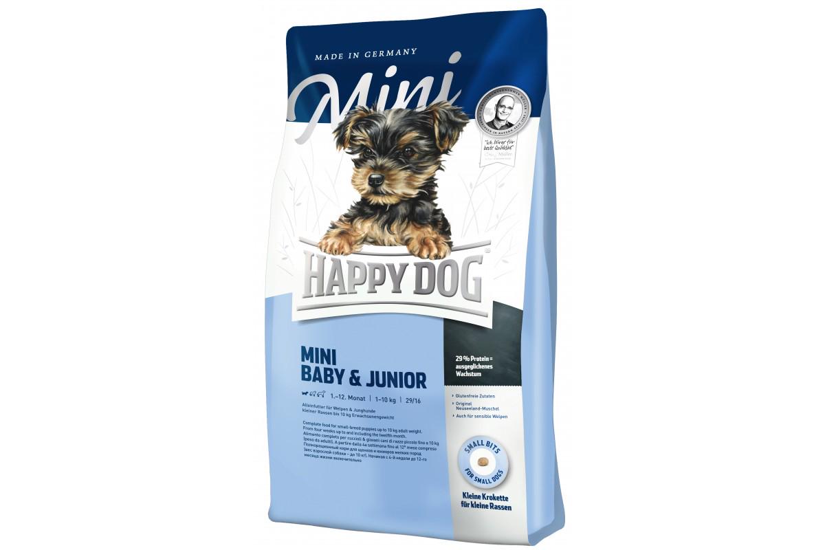 Корм для щенков Happy Dog Mini Baby&Junior для малых пород 4 кг