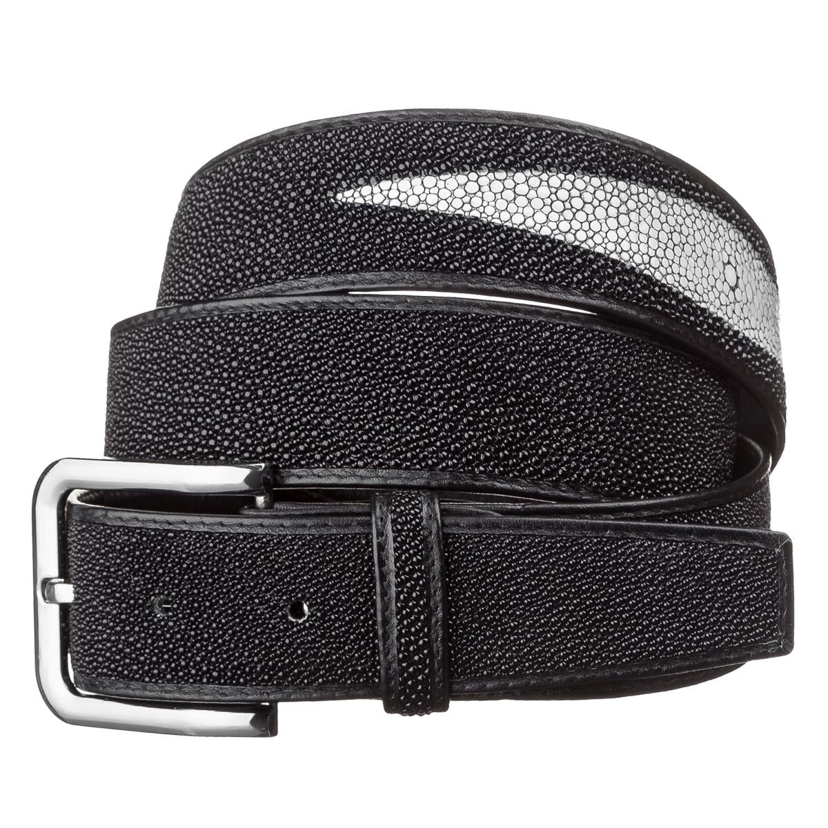 Ремень мужской Stingray leather 18195 из натуральной кожи морского ската Черный Ремень мужской Stingray leather 18195 из натуральной кожи морского ската Черный