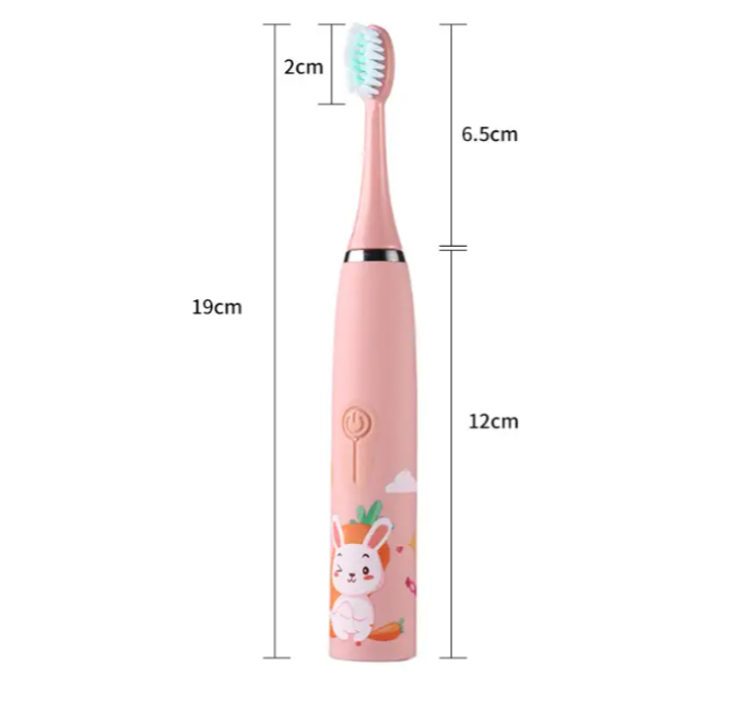 Электрическая зубная щетка детская на аккумуляторе с 6 насадками Голубой (Щ521) - фото 2