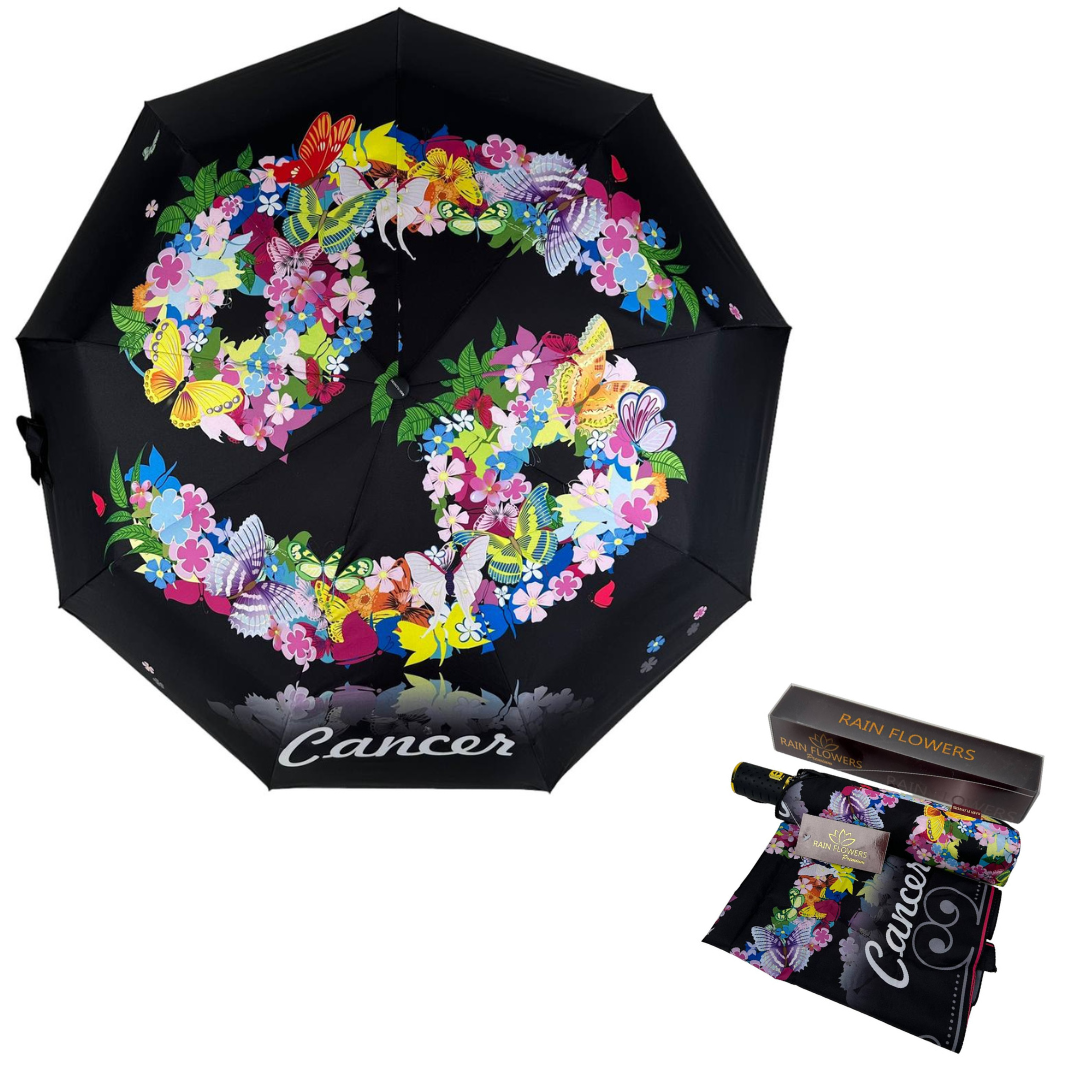 Зонт женский автомат Rain Зодиак Flower Рак Cancer в подарочной упаковке с платком (01040-10) - фото 2