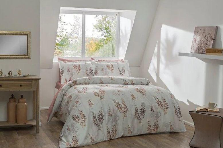 Постільна білизна TАС digital Jamie pudra Сатин Євро Коричневий