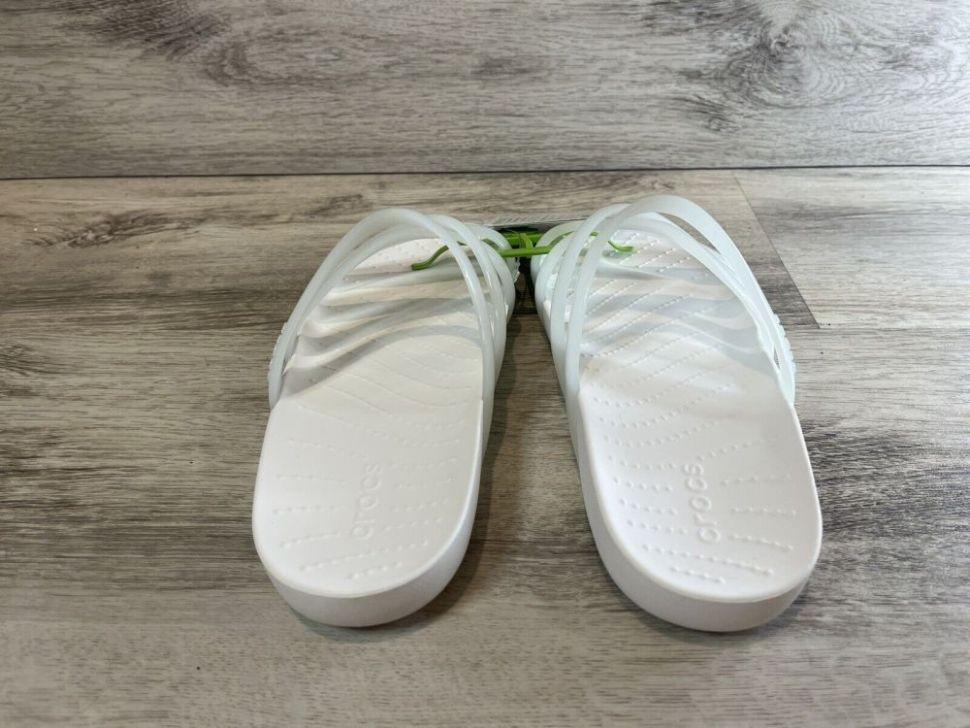 Шльопанці жіночі утеплені Crocs Splash Glossy Strappy Slide р. 37-38 Білий (14817) - фото 6