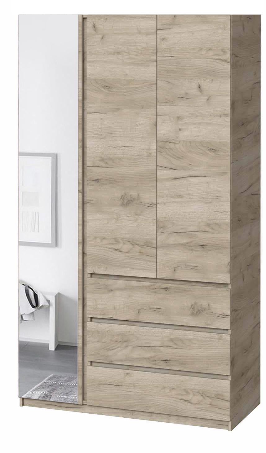 Шкаф Мастер Форм Брайт левосторонний с зеркалом 1200х520х2000 мм Дуб крафт серый (32404)