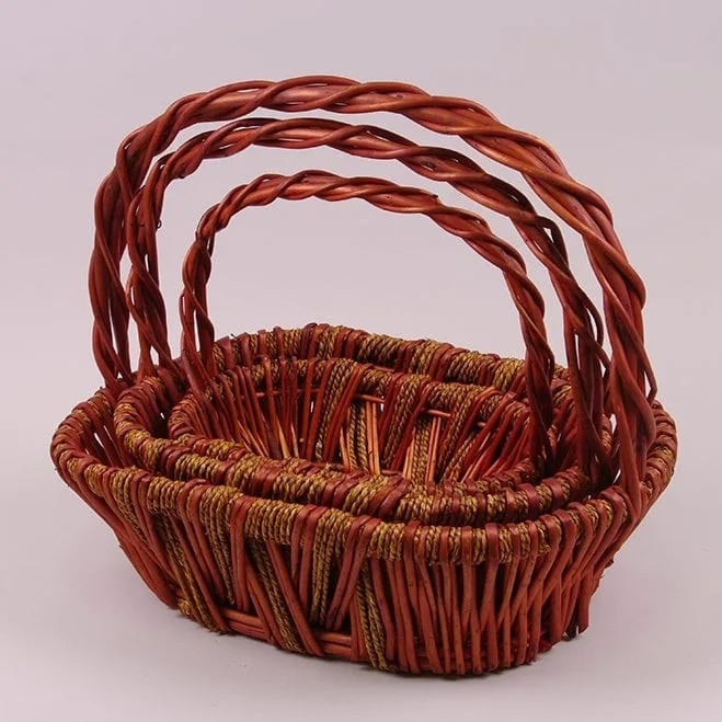 Комплект корзин из лозы Flora 3 шт. Терракотовый (37902)