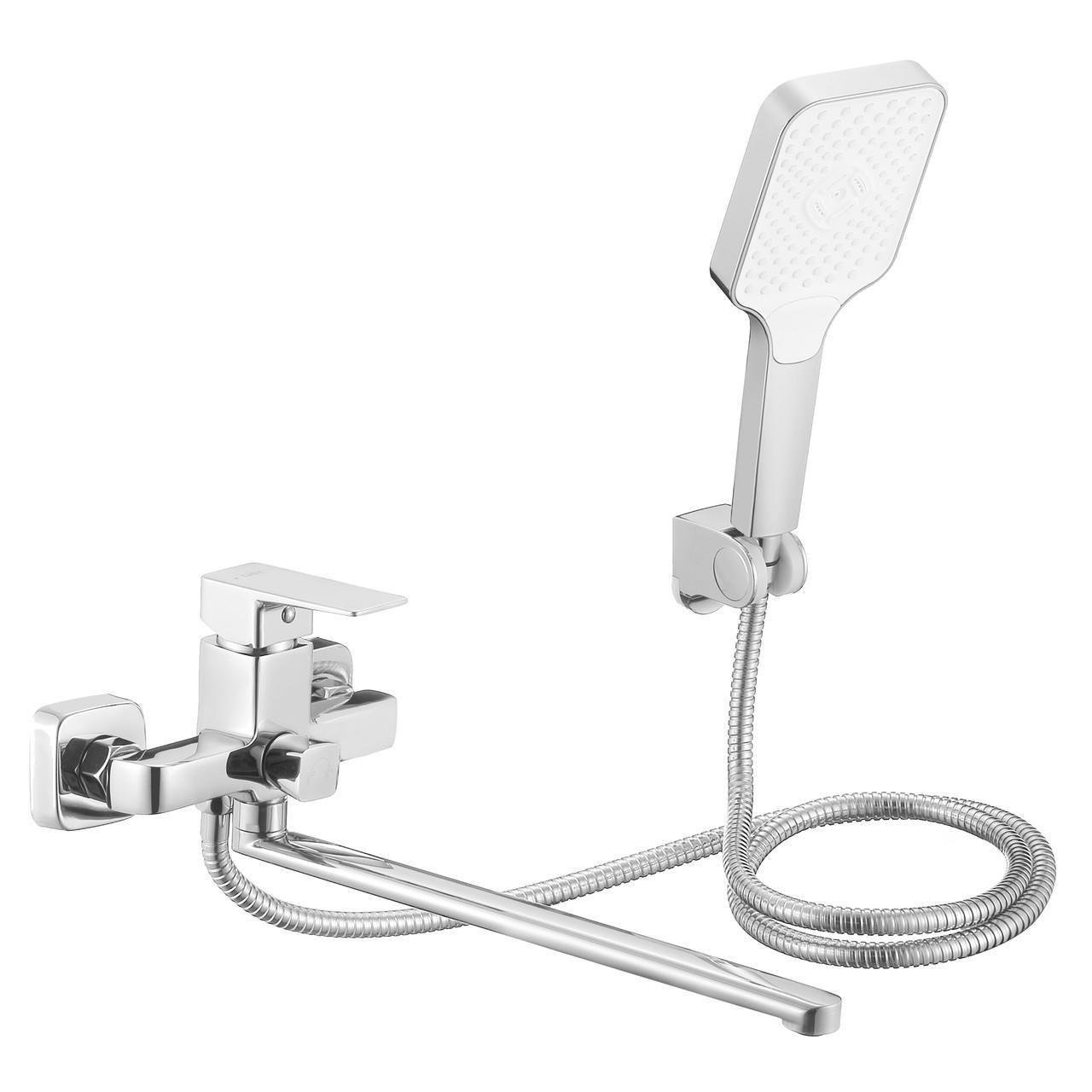 Змішувач латунний для ванни Lidz Orion 005 k35 LDORI005CRM48094 з поворотним виливом з душовим гарнітуром Chrome (2856621130)