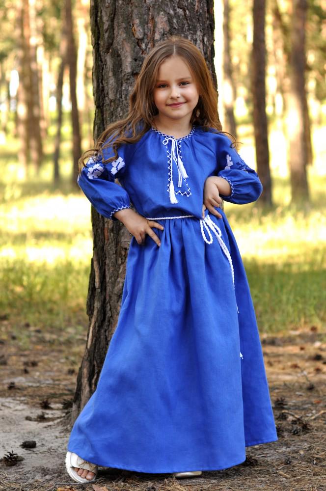 Плаття-вишиванка дитяча з льону 116 см (ДП24-293)