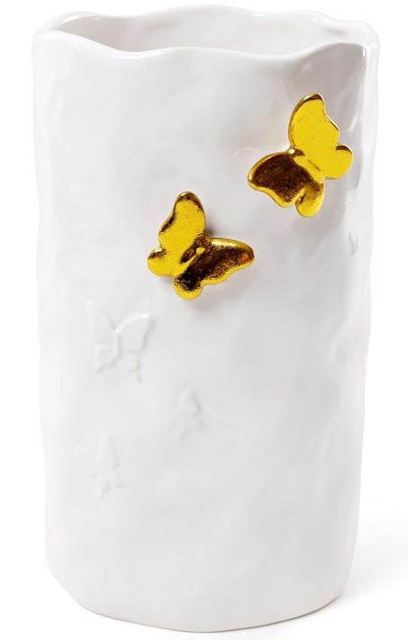 Ваза керамическая Золотые Бабочки 23 см Белый (BD-902-119)