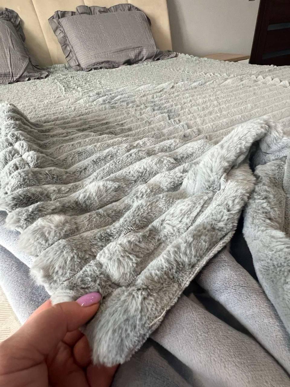 Плед-покривало шиншила євро 200х230 см Сірий (П4К-mur-shin-sharp-002) - фото 2 Плед-покривало шиншила євро 200х230 см Сірий (П4К-mur-shin-sharp-002) - фото 2