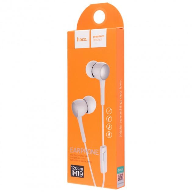 Навушники вкладиші Hoco M19 Drumbeat with mic 3,5 мм White (530251)