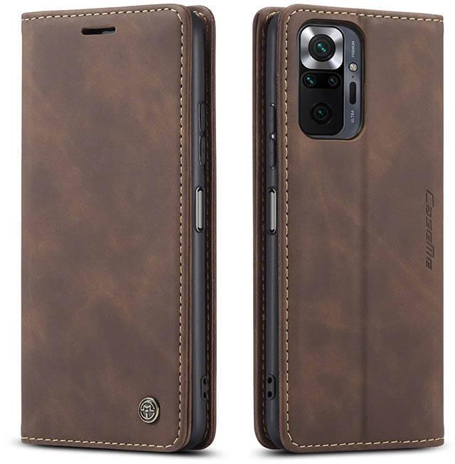 Чехол книжка с магнитом CaseMe на Xiaomi Redmi Note 10 Pro Dark Brown (21907-05)