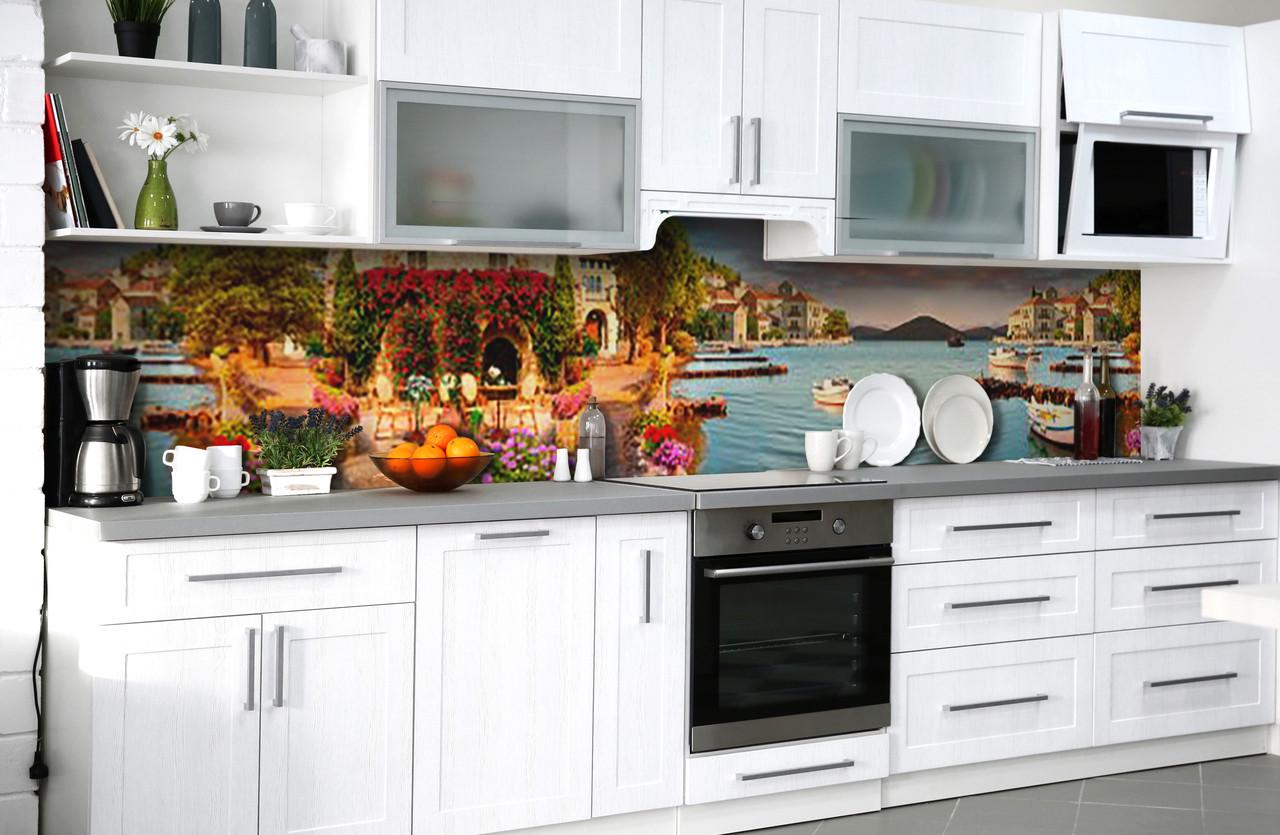 Кухонный фартук Побережье Италии из самоклеющейся виниловой пленки 65х250 см Бежевый