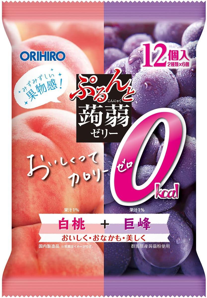 Конфета японская жидкий желе Orihiro Konjac Jelly Pouch White Peach Grape 12 шт. (2493181270)