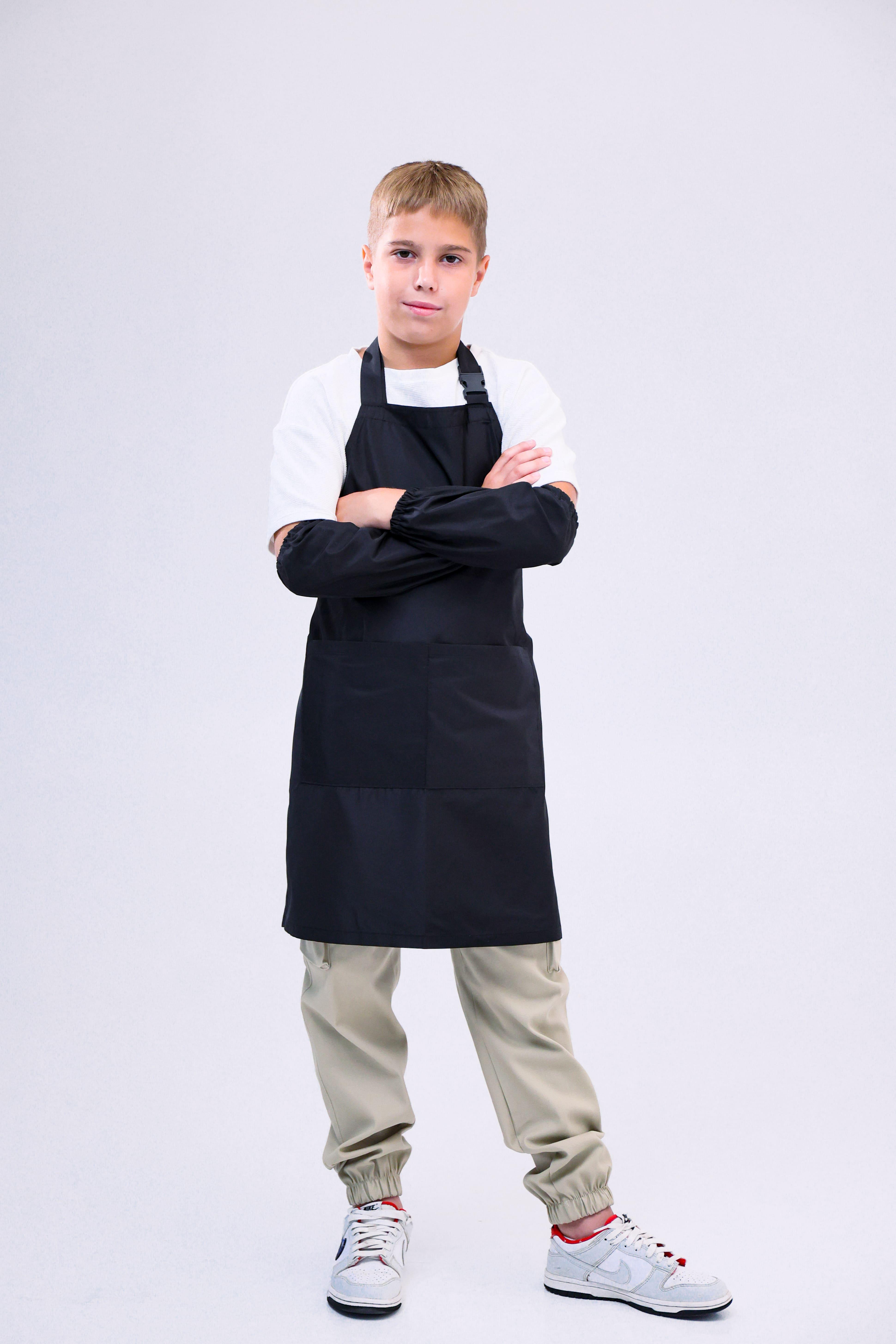 Фартух для уроків праці з нарукавниками з плащової тканини для школи Чорний (п/хл-ч1) - фото 4 Фартух для уроків праці з нарукавниками з плащової тканини для школи Чорний (п/хл-ч1) - фото 4