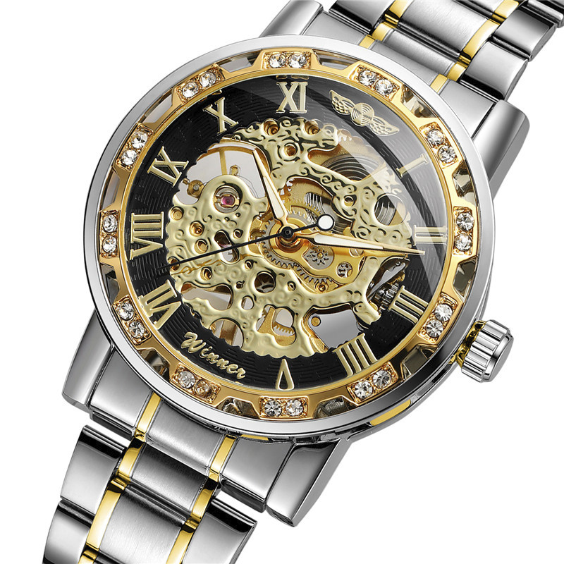 Годинники чоловічий з стразами Winner Diamonds W614 Silver/Gold/Black - фото 9 Годинники чоловічий з стразами Winner Diamonds W614 Silver/Gold/Black - фото 9