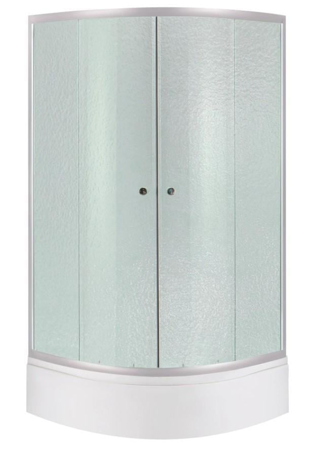 Душевая кабина полукруглая Lidz Latwa SC90x90.SAT.MID.FR стекло Frost 4 мм с душевым поддоном Kapielka ST 90x90x26 см с панелью (64612)