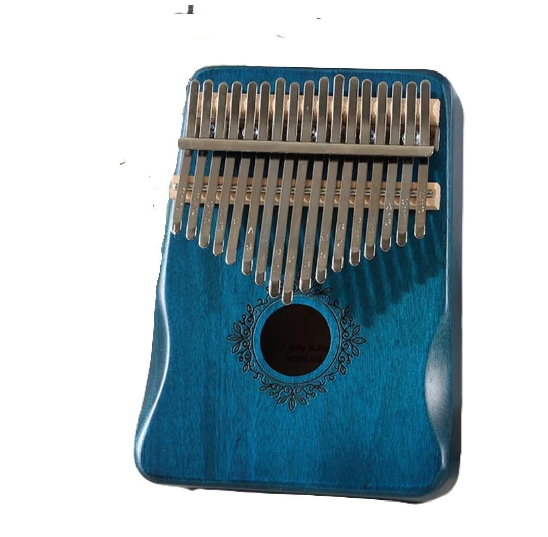 Музичний інструмент Калімба на 17 язичків дерев'яний з гравіюванням Blue (000218)